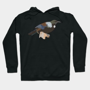 Hand Drawn New Zealand Tui Bird Hoodie